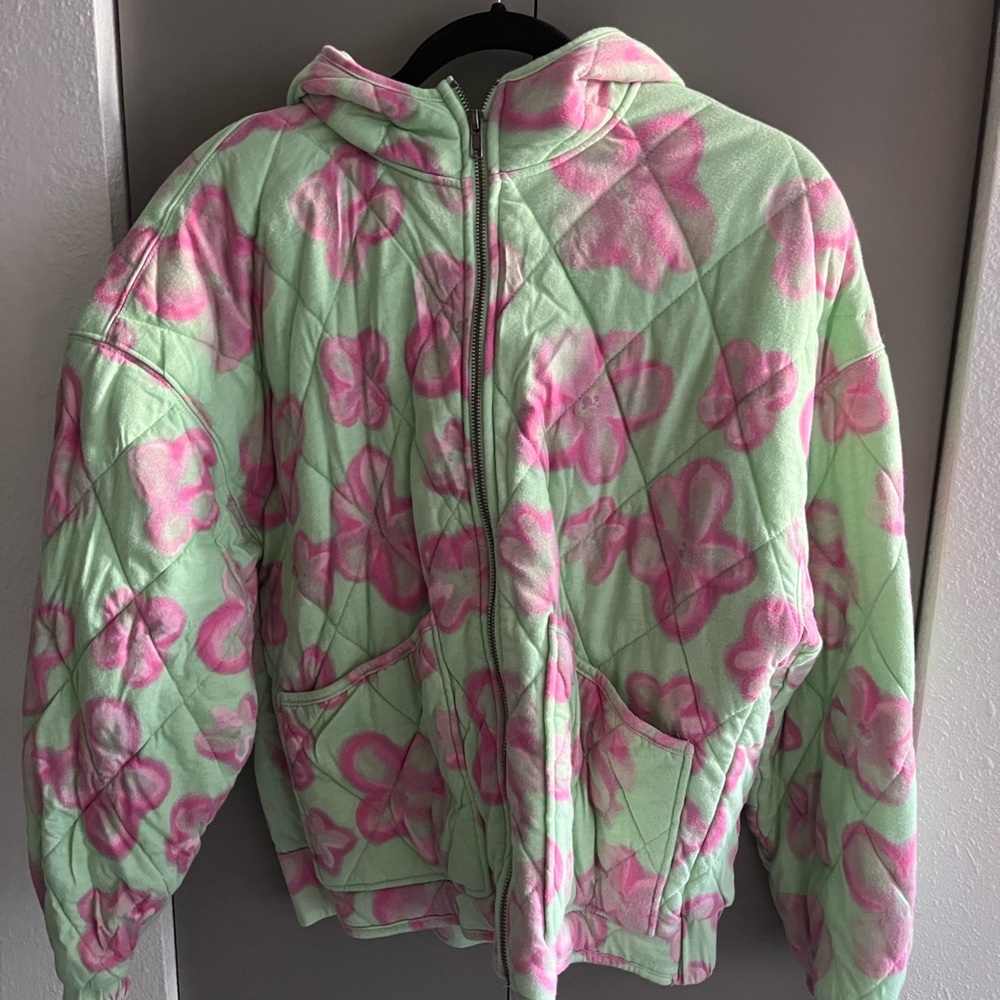 Wild Fable Green and Pink Floral Hoodie